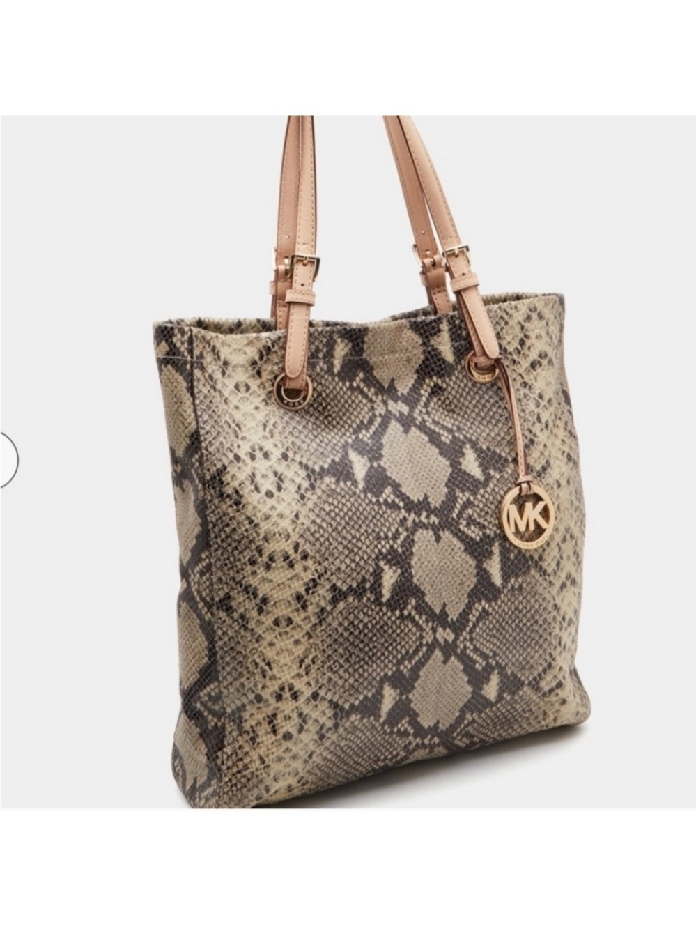 MICHAEL Michael Kors Snake-Print Tote with Tan Straps